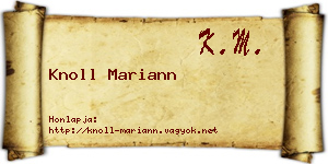 Knoll Mariann névjegykártya